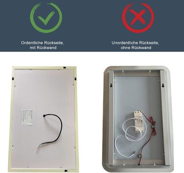 Дзеркало для ванної кімнати SONNI з LED-підсвічуванням 50x70 см, тепле біле світло, IP44, вертикальна/горизонтальна установка, білий