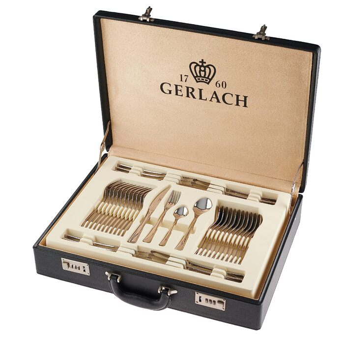 Набір столових приборів Gerlach Valor 68 предметів, нержавіюча сталь, для 12 осіб, в кейсі, полірований, для посудомийної машини