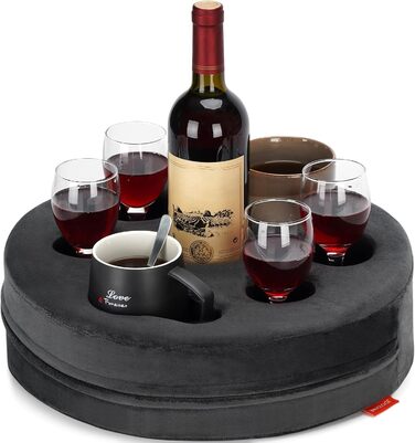 Couch Drink Holder, Sofa Drink Holder, Removable and Washable Velvet Cup Cozy Pillow Cushion Lap Tray with Coffee Cup Holder for Home, Car, Bathroom, Park, Travel, Indoor, Outdoor – Grey