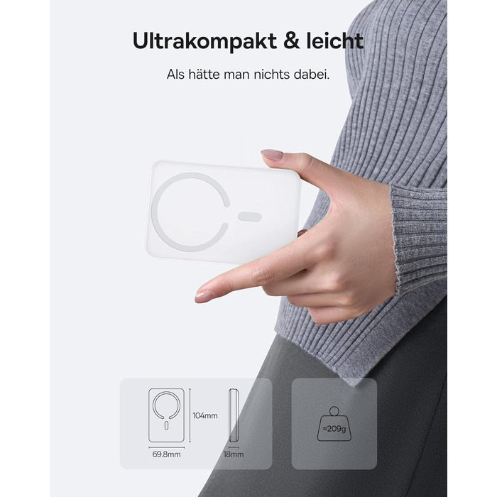 Power Bank Baseus Enerfill MagSafe 10000mAh 22.5W з магнітним кріпленням, USB-C, бездротовий, для iPhone 16/15/14/13/12