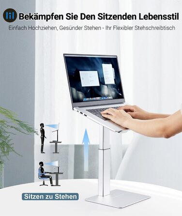 Підставка для ноутбука, регульована по висоті, сіра (срібляста), для MacBook та ноутбуків 13'-16.5'