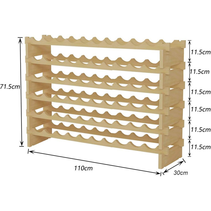 Bottle Rack Wine Rack Stackable Wine Racks 6-Tier Wine Storage for 60 Bottles Wine Stand Bottle Holder Wine Storage Cabinet Made of Wood