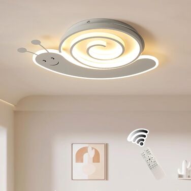 Дитяча стельова LED-лампа Oninio 48W, диммована, з пультом, у формі равлика, біла, для спальні, офісу, дитсадка