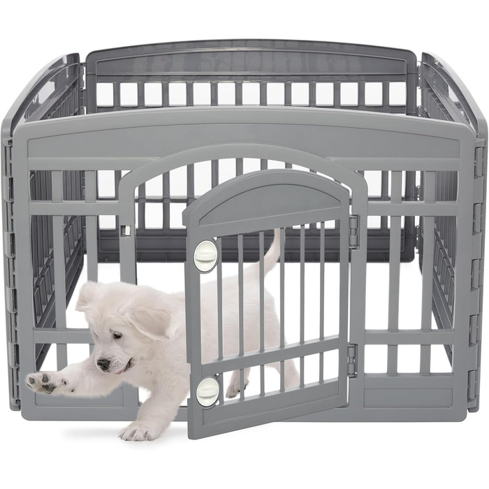 Iris Ohyama 4-Panel Dog Playpen with Lockable Door, 24