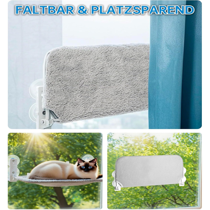 Кішка ліжко на вікно - гамак для котів з міцними присосками до 18 кг, знімний та перевертаний чохол, Fatbar & Stabi (Сірий, L)