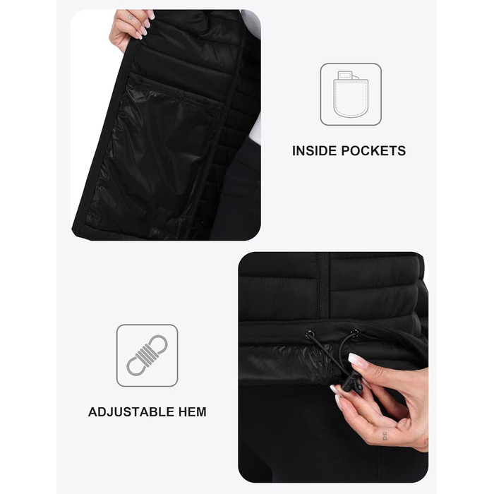 Легка жіноча жилетка MoFiz без рукавів: ідеальна для активного відпочинку, туризму та подорожей. Чорний колір, розмір M