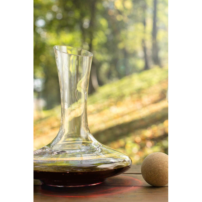 Decanter & Accessories (Cleaning Pearls, Cork Stopper, Trivets & Coasters) - 100% Handmade in Europe Lead-Free Crystal Glass Wine Decanter for Red Wine - Unique Gift Idea