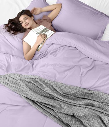 Комплект постільної білизни Utopia Bedding, повний розмір: простирадло на гумці, 2 наволочки, 203 x 228 см, ультрам'яка мікрофібра, лаванда