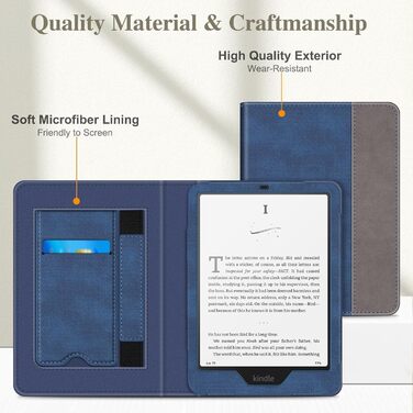 Чохол Fintie для Kindle Paperwhite 12-го покоління (2024/2025) з підставкою, петлею та авто-сон/пробудження, чорний (Denim Indigoblau)