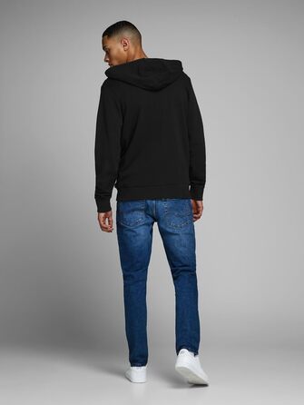 Чоловіча толстовка-худі на блискавці Jack & Jones Jjehomen Noos, Regular Fit, чорна з жовтими елементами, розмір XXL