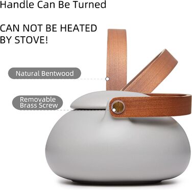 ZENS Modern Japanese Teapot, 800ml Matte White Ceramic Teapot with Infuser, Wooden Handle Small Japanese Teapot for Loose Leaf Tea, White Tea, Green Tea Steeper, Gift for Tea Lovers (02-gray Teapot)