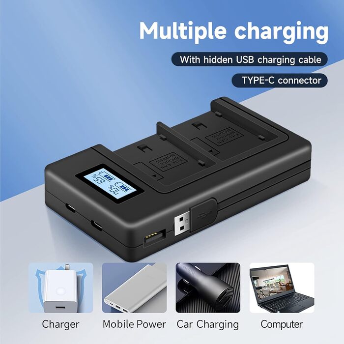 CITYORK 2 x Акумулятор BP-511 2650mAh + Подвійний USB Зарядний пристрій для Canon EOS 5D, 50D, 40D, 20D, 30D, 10D, Digital Rebel, D60, 300D, D30