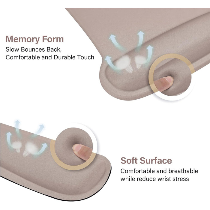 MOSISO Набір підкладок для миші та клавіатури: ергономічні, з Memory Foam, протиковзкі, для дому/офісу, полегшують біль та друк, з неопрену, смарагдово-зелені (тауп-коричневі)