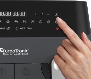 Аерофритюрниця TurboTronic Doppel XXL 9л (2х4.5л) з цифровим керуванням, сіра - фритюрниця без олії, 12 програм