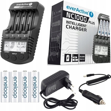 Зарядний пристрій для акумуляторів AAA AA + 4 акумулятори Eneloop 2000mAh