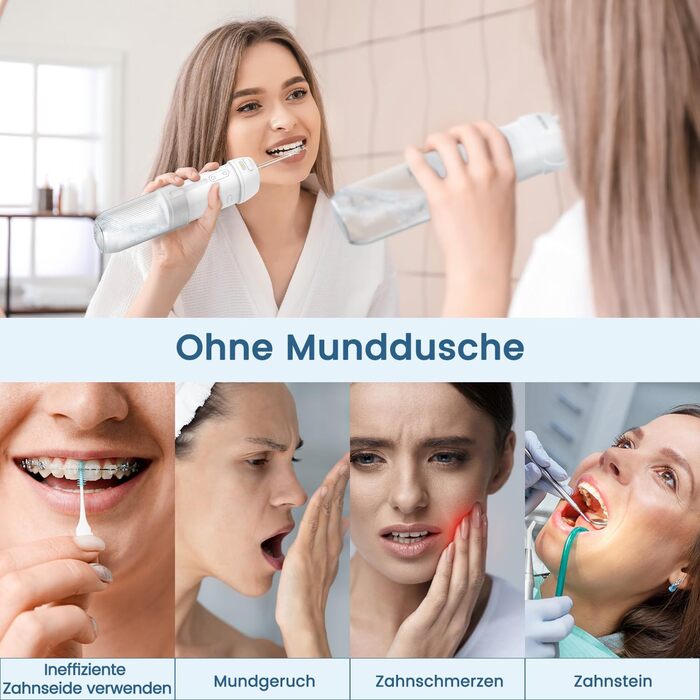 Портативний ірригатор Oralneed Mini Munddusche: 3 режими, IPX7, для дому та подорожей