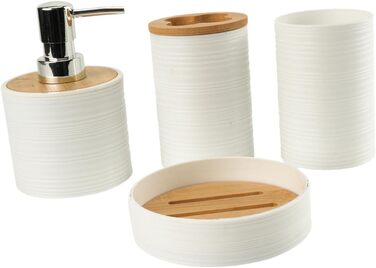 Набір аксесуарів для ванної кімнати Perfk 4X: мильниця, стакан для води, тримач для зубних щіток, зелений (білий)