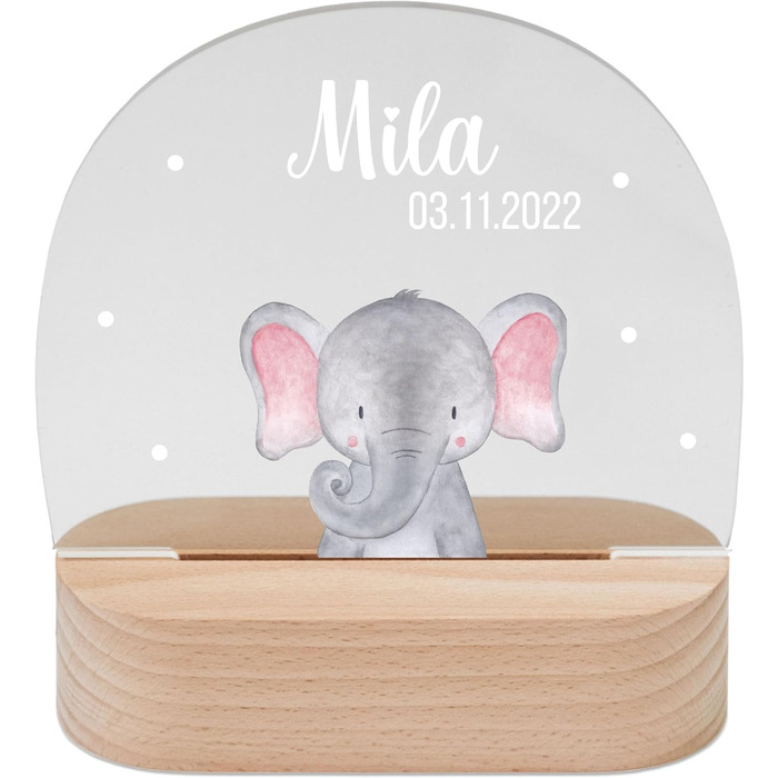 Wonderwish - Personalized Night Light for Babies - Individual Nightstand Lamp for Children - Personalized Gifts for Kids - Baby Gift - Newborn Gift (Elephant)