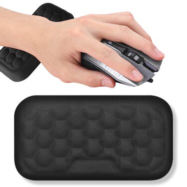 Підставка для зап'ястя QEQAR ергономічна, з memory foam, для офісу, чорна | Зменшує навантаження на руку та лікоть