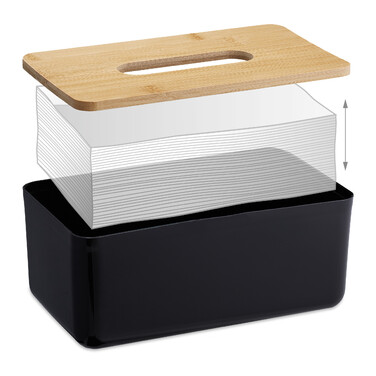 Relaxdays Cosmetic Tissue Box with Wooden Lid