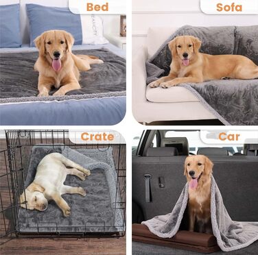 Водонепроникний коврик для собак PETTOM, 145 x 127 см, Sherpa Fleece, захист дивану, сірий