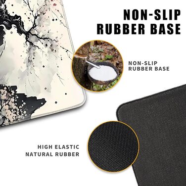 MiaVibte Килим-підкладка на стіл Riverside, великий розмір 80x30 см, для ігор та роботи, декор (Ink Kyoto)