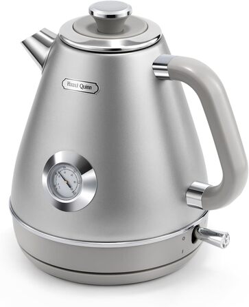Hazel Quinn Kettle Retro Vintage Design Stainless Steel, BPA-Free, Automatic Shut-Off, Water Temperature Indicator, Strix Controller, Dry Boil Protection, 2200 W, Gold-Gray