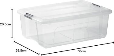 Iris Ohyama Storage Boxes with Lid, 60L, 4-Piece Set, Silver, Secure Closure, Stackable, Handles, for Bedroom, Closet, Office, Organization, BPA-Free Plastic, Storage Boxes, NTB-60 (Silver, 30L/4-Piece Set)