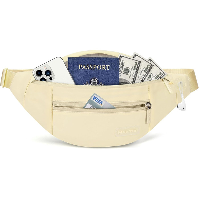 Чоловіча/жіноча поясна сумка MAXTOP – водонепроникна, 4 відділення, для активного відпочинку, туризму, спорту, чорна