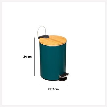 Сміттєвий кошик 5five Modern Color з м'яким закриванням Soft Close, 3 л, колір бірюзовий (Petrol)