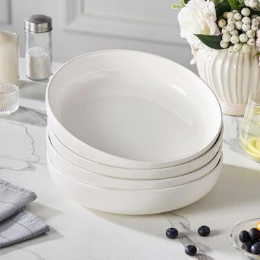 MALACASA Muesli Bowls 4-Piece Set, 700ml Soup Bowls Porcelain Salad Bowl Set Dessert Bowls Breakfast Bowls Ceramic Large Bowls Set for Noodles, Salad, Fruit, LUNA Series White