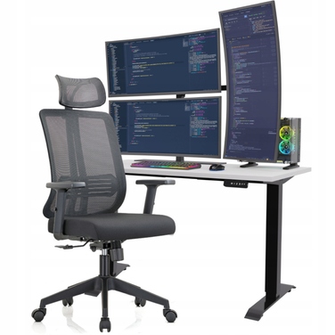 Ергономічне офісне крісло WORKREST: обертове, регульоване, з функцією нахилу (tilt), чорне, K25