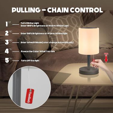 Світлодіодний солярний настільний світильник для вулиці 2-в-1, бездротовий, 8 кольорів, для саду, кемпінгу (Сірий)