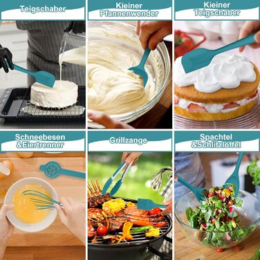 Набір кухонних аксесуарів Homikit, 16 шт. з тримачем, синій. Жаростійкий кухонний інвентар, набір кухонного приладдя, придатний для миття в посудомийній машині