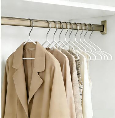 Металеві вішалки для одягу, набір, з вирізами для плечей, стійкі до іржі, економія місця, 40 см - міцні, для зберігання курток та светрів (білі, 40)