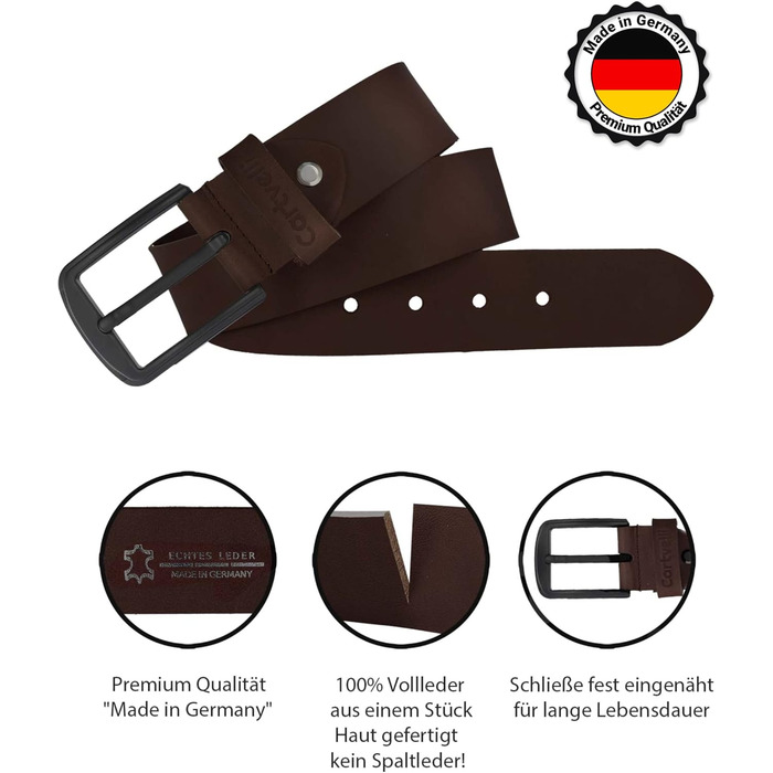 Чоловічий шкіряний ремінь 900001874 - 40 мм, Made in Germany, у подарунковій коробці, матова пряжка (темно-коричневий, розмір пояса 110)