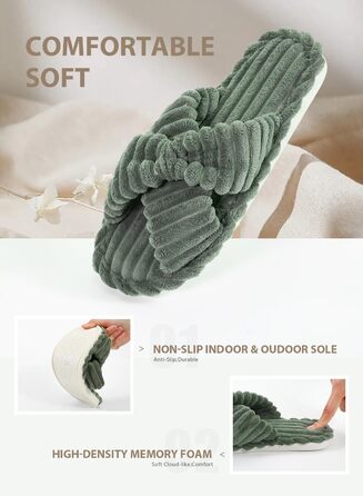 Зручні жіночі халати Star Vibe: м'які домашні тапочки, колір зелений, розмір 40/41 EU