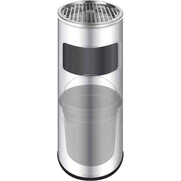 WELLGRO Standaschenbecher з нержавіючої сталі 2в1 для вулиці: попільничка та сміттєвий бак. Великий попільничник для тераси, входу, кафе та ресторанів (сріблястий)