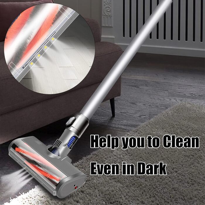 Електрична щітка-вальцевий насадка Italdos для пилососів Dyson V6 DC58 DC59 DC61 DC62 з LED-підсвічуванням, турбо-режим, для килимів, твердих підлог, паркету та плитки