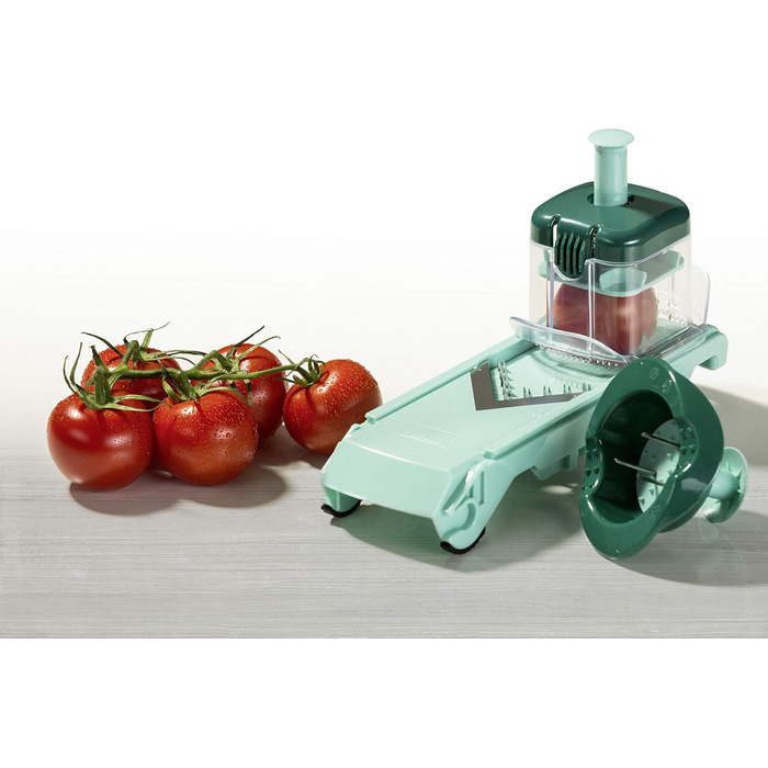 Набір для нарізання овочів Genius Nicer Dicer Fusion Julietti | 16 частин | Універсальний овочеріз | Слайсер, 26.5 x 11.5 x 14.5 см, м'ятно-зелений