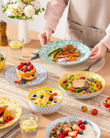 Набір посуду Vancasso Selene для 6 осіб, 24 елементи: тарілки, супові тарілки, миски, десертні тарілки, з пастельного порцеляни, мікрохвильова піч сумісна