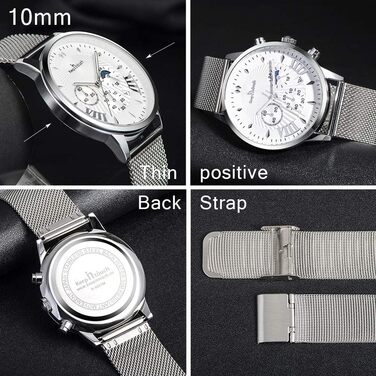 Чоловічий годинник Mode Herren Uhren: водонепроникний аналоговий кварцовий годинник з нержавіючої сталі та сітчатим ремінцем