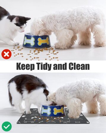 Нековзна підкладка під миску для собак та котів: чорний колір, 40x60 см. Швидковисихаюча, легко миється. Підкладка для миски для тварин