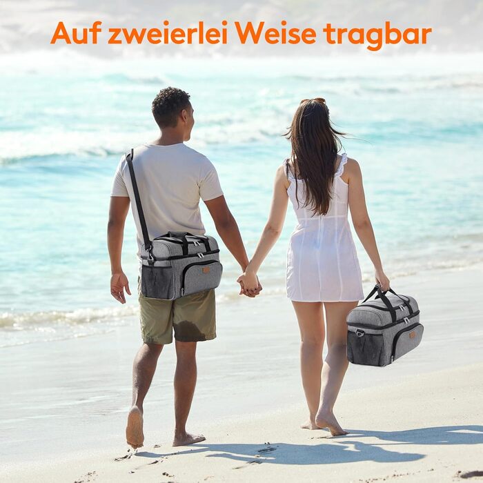 Термосумка LifeWit 23L для пікніка, пляжу, роботи та подорожей (темно-сірий)