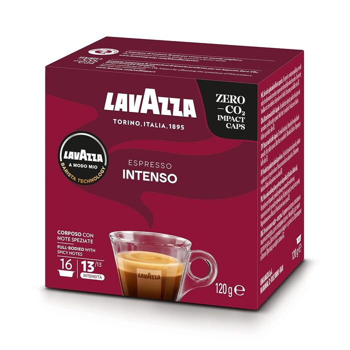 Кава в капсулах Lavazza A Modo Mio Espresso Intenso, інтенсивність 13, суміш Арабіки та Робусти, середньо-темне обсмаження, 64 капсули (4 упаковки по 16 шт)