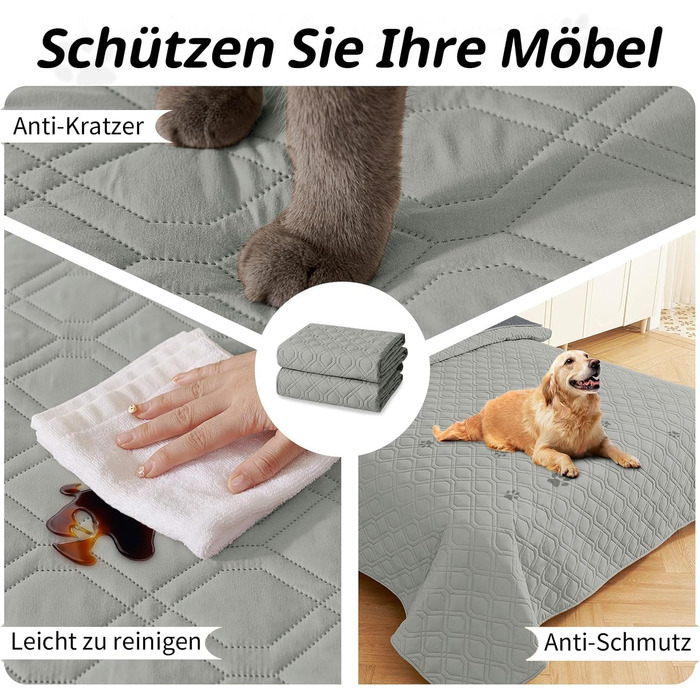 Водонепроникний килимок для собак Homaxy, двосторонній, для відпочинку вдома та на вулиці, 130x100 см, сірий+темно-сірий