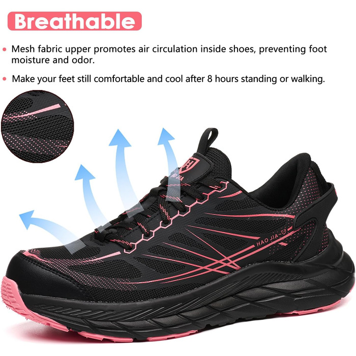 Черевики робочі чоловічі/жіночі, захисні черевики зі сталевим підноском, легкі, дихаючі, EU 37-46 (Рожевий, 39 EU)