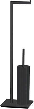 Набір для туалету WENKO Recco 2-в-1: щітка для унітазу та тримач туалетного паперу, чорний, сталь, 20 x 71,5 x 20 см