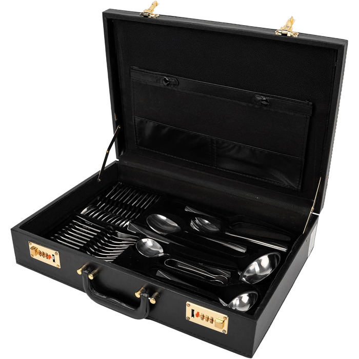 Набір столових приборів на 12 осіб (72 шт.) з нержавіючої сталі, стійкий до миття в посудомийній машині, у кейсі