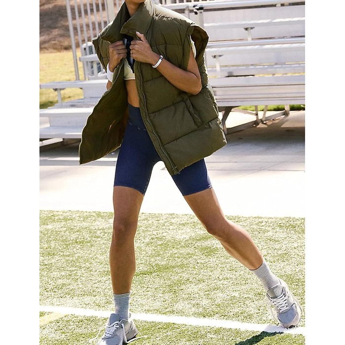 Зимова жилетка для жінок великого розміру, стегана, легка, з високим коміром, без рукавів, з утеплювачем, пуховик, куртка з кишенями, армійний зелений XL